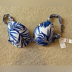 Tommy Bahama Blue and White Leaf Print Bra